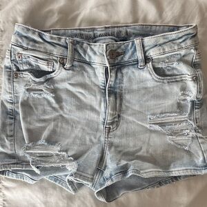 American Eagle Outfitters Light Blue Ripped Jean Shorts sz 8
